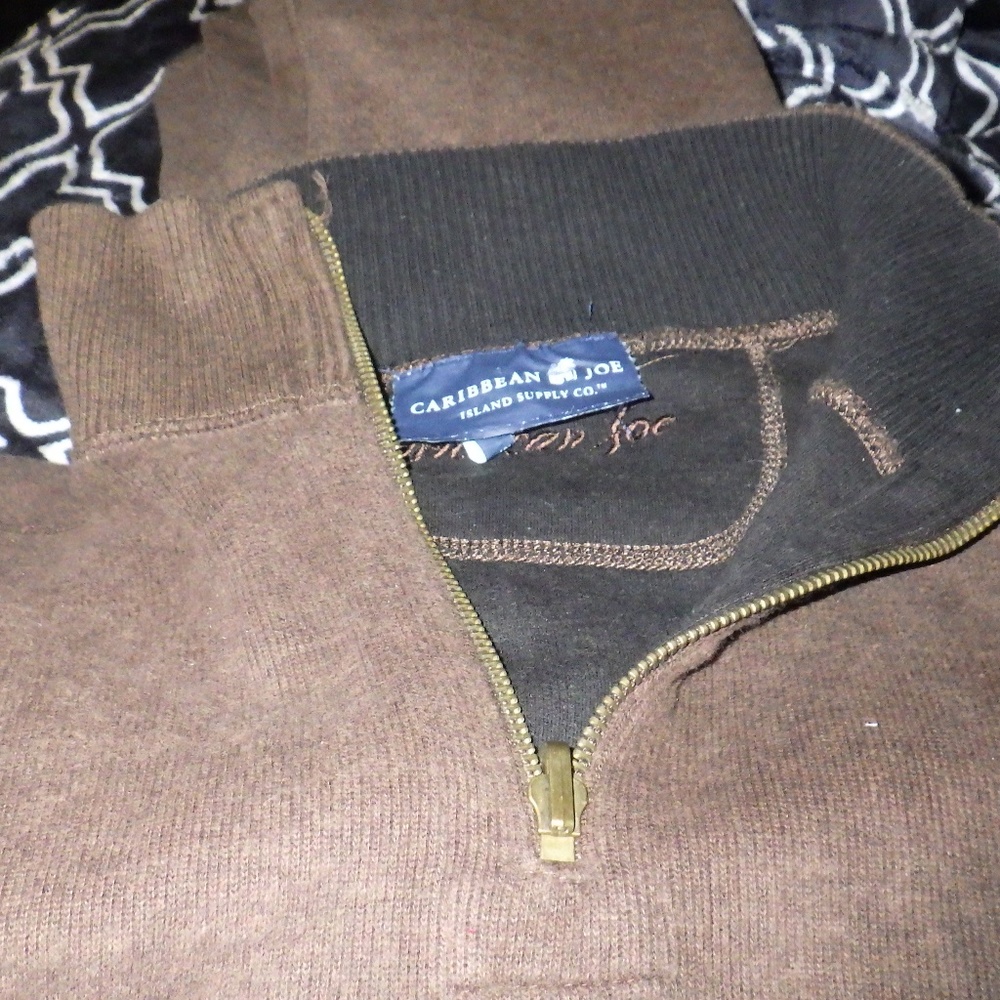 Caribbean Joe XL brown 1/4-zip cotton